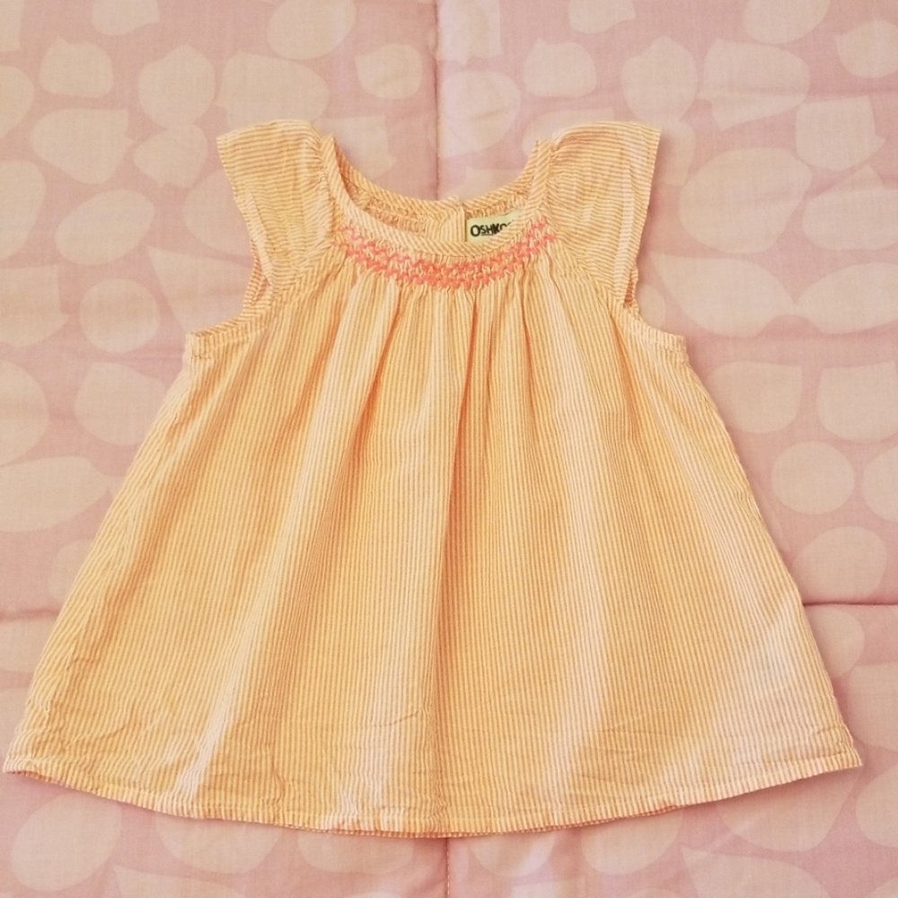 OshKosh Baby Girl Coral & White Striped Shirt